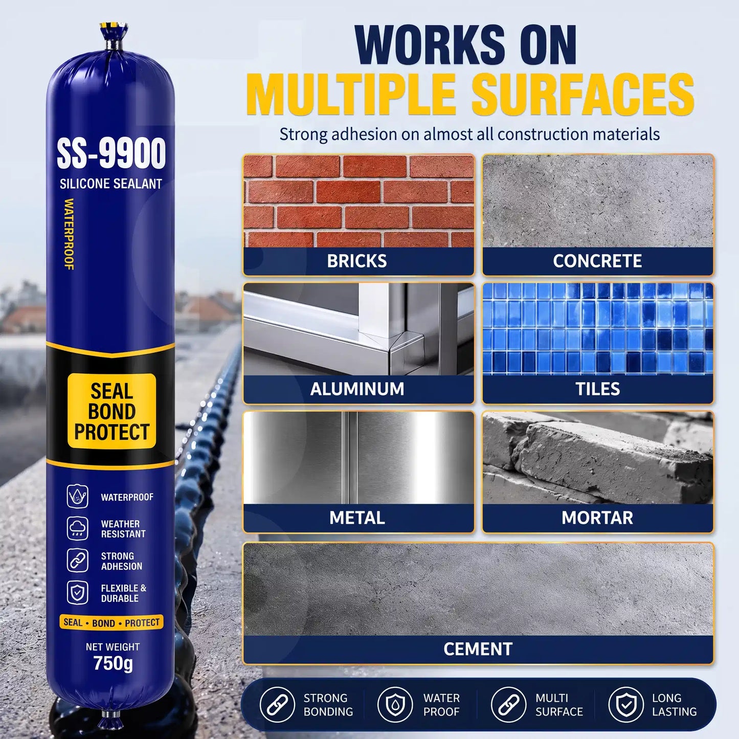 Nuora™ SS-9900 6-In-1 Silicone Sealant 750gm | BEST SELLER